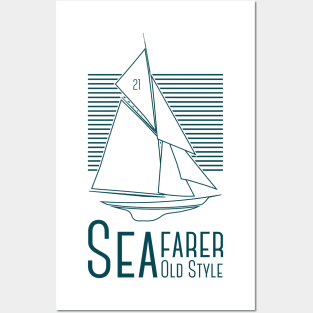 Sea Farer Old Style Blue Posters and Art